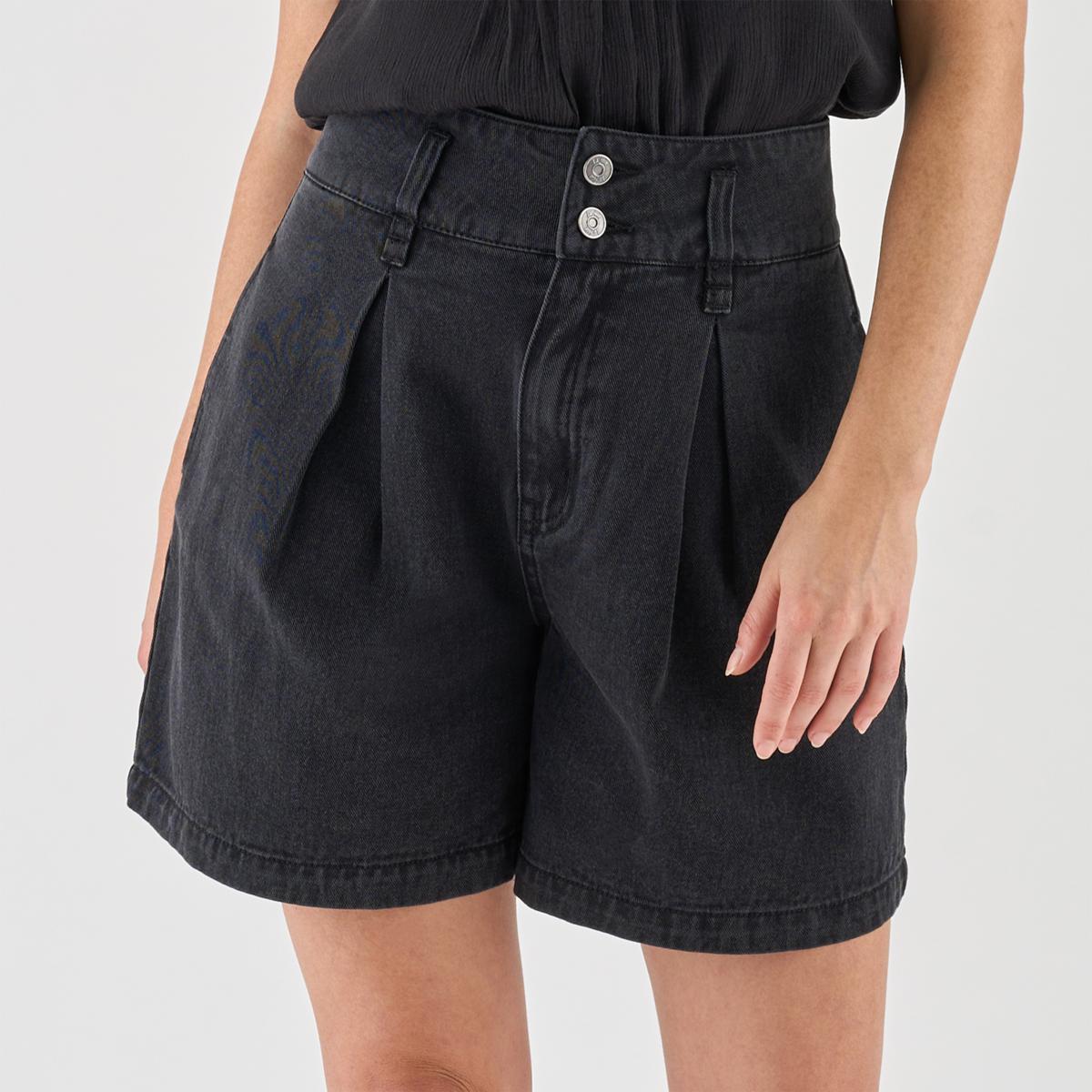 La Joie Vintage Denim Pleated A-Line Short