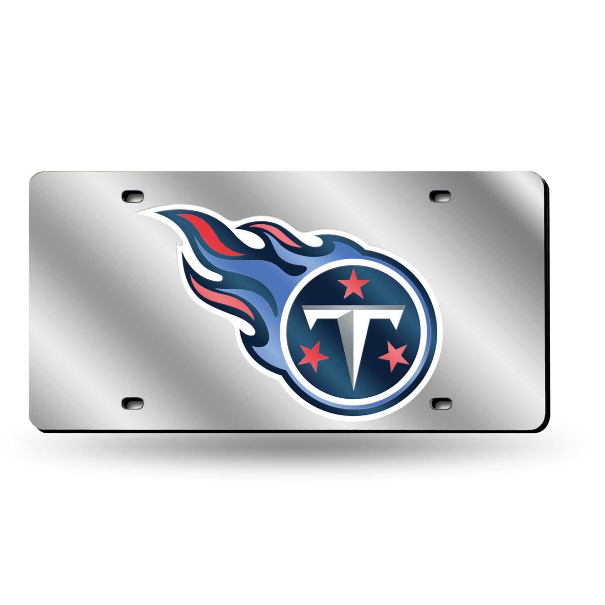 Laser-Engraved Silver License Plate - Tennessee Titans Fireball