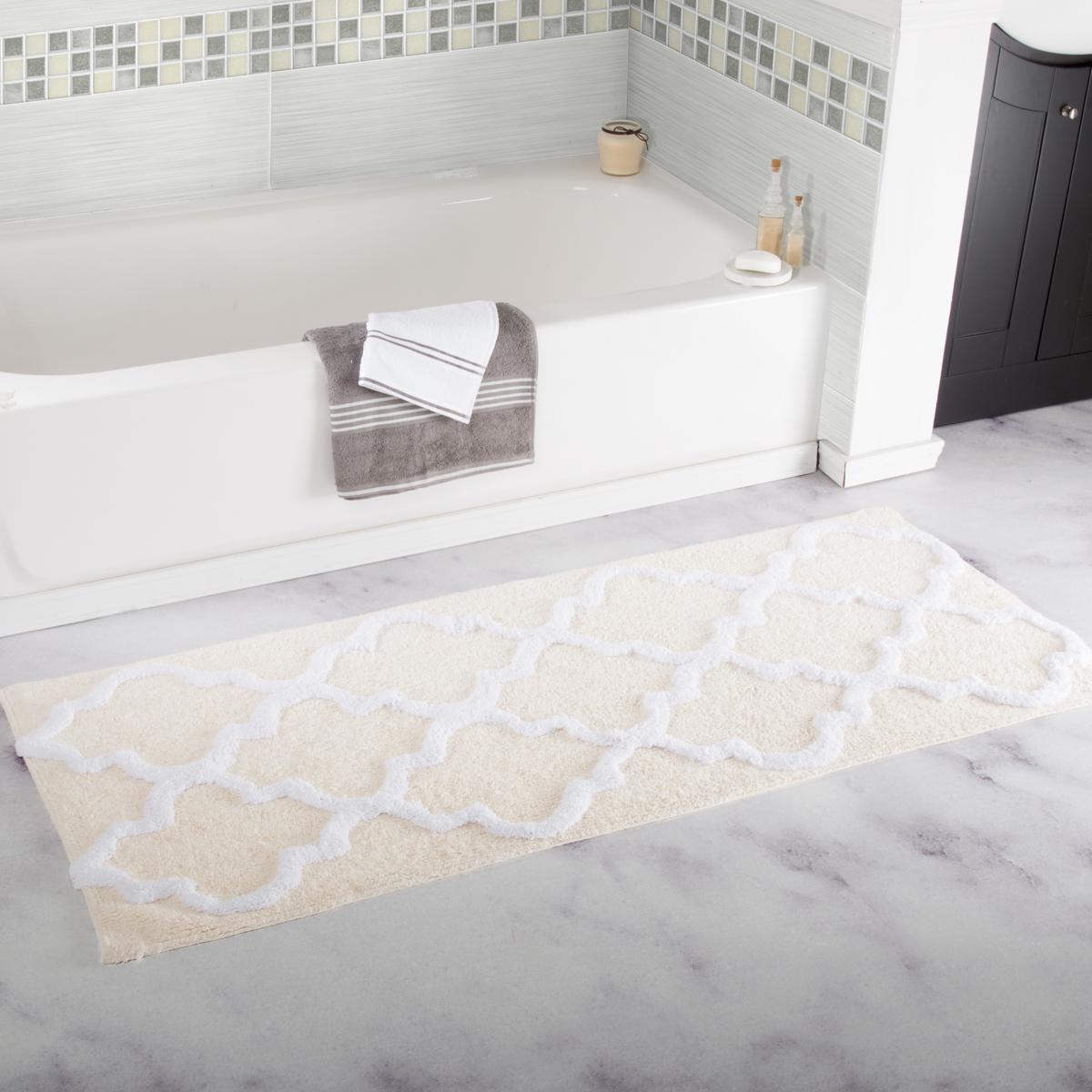 Lavish Home 100 Cotton Trellis Bathroom Mat 2'x 5' 8357140 HSN
