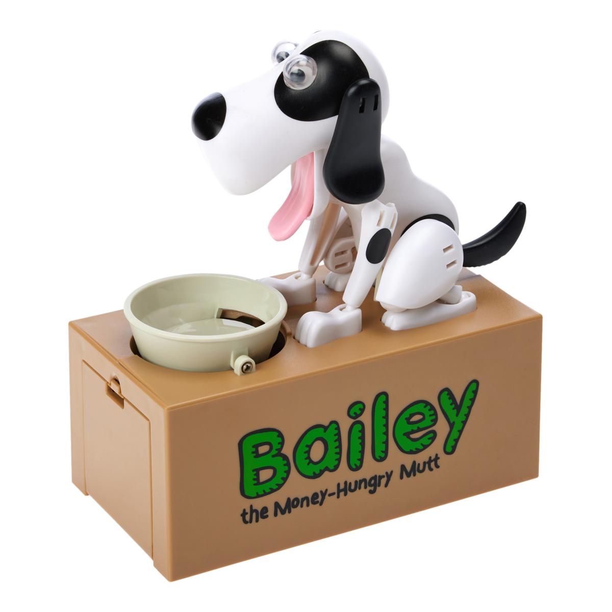 Leading Edge Bailey Battery Operated Toy Coin Bank - Black/White Dog