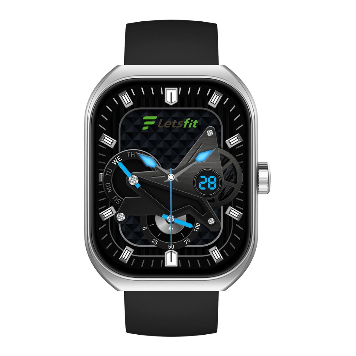 Letsfit E46 Silver Bezel Smart Watch with Extra Band | HSN