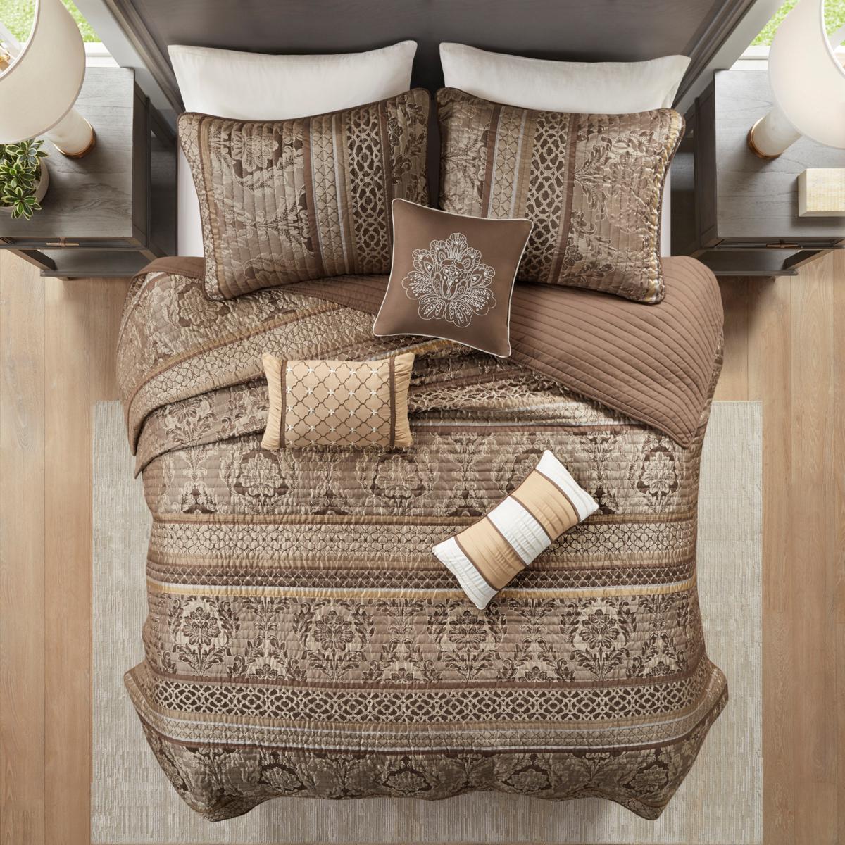 Madison Park Bellagio 6-Piece Coverlet Set - King/Brown Jacquard