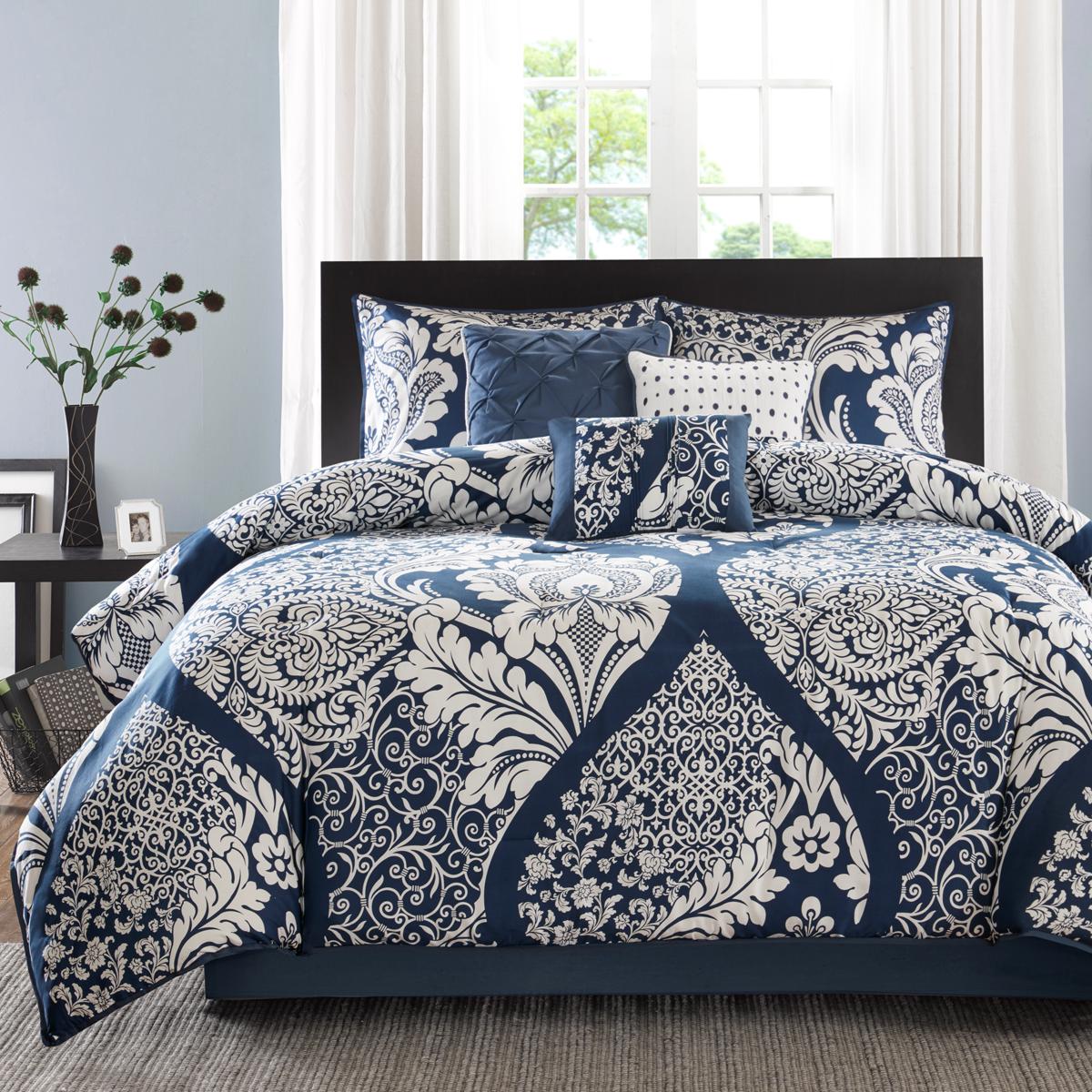 Madison Park - Genevieve 7 Piece Comforter Set - King - Navy