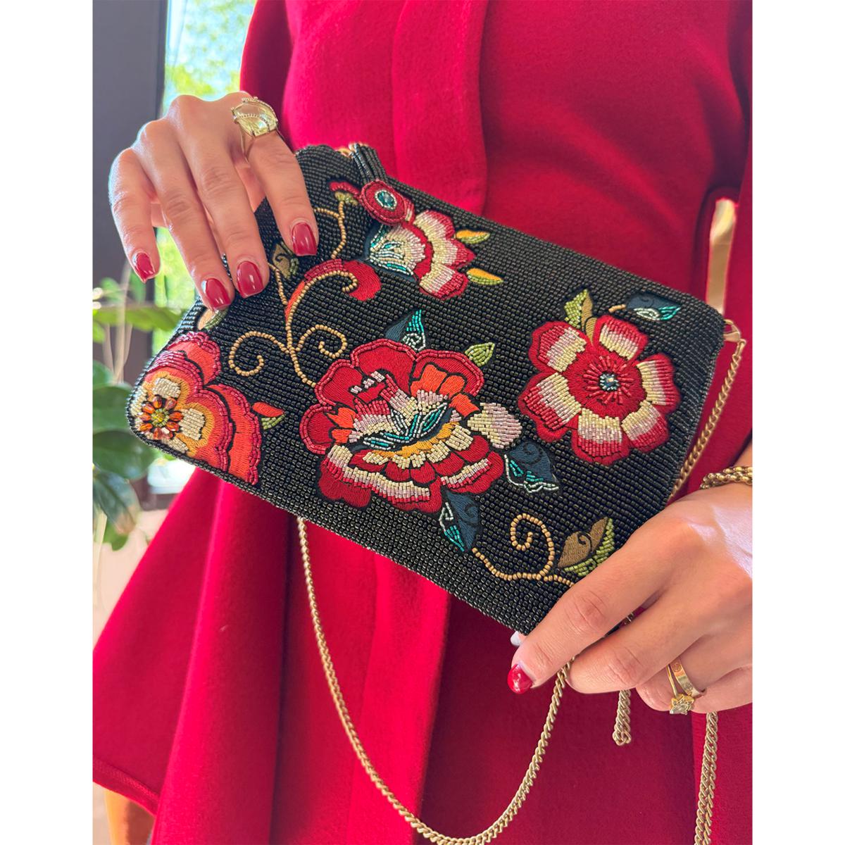 Mary Frances Hand-Beaded Mini Crossbody Handbag | HSN