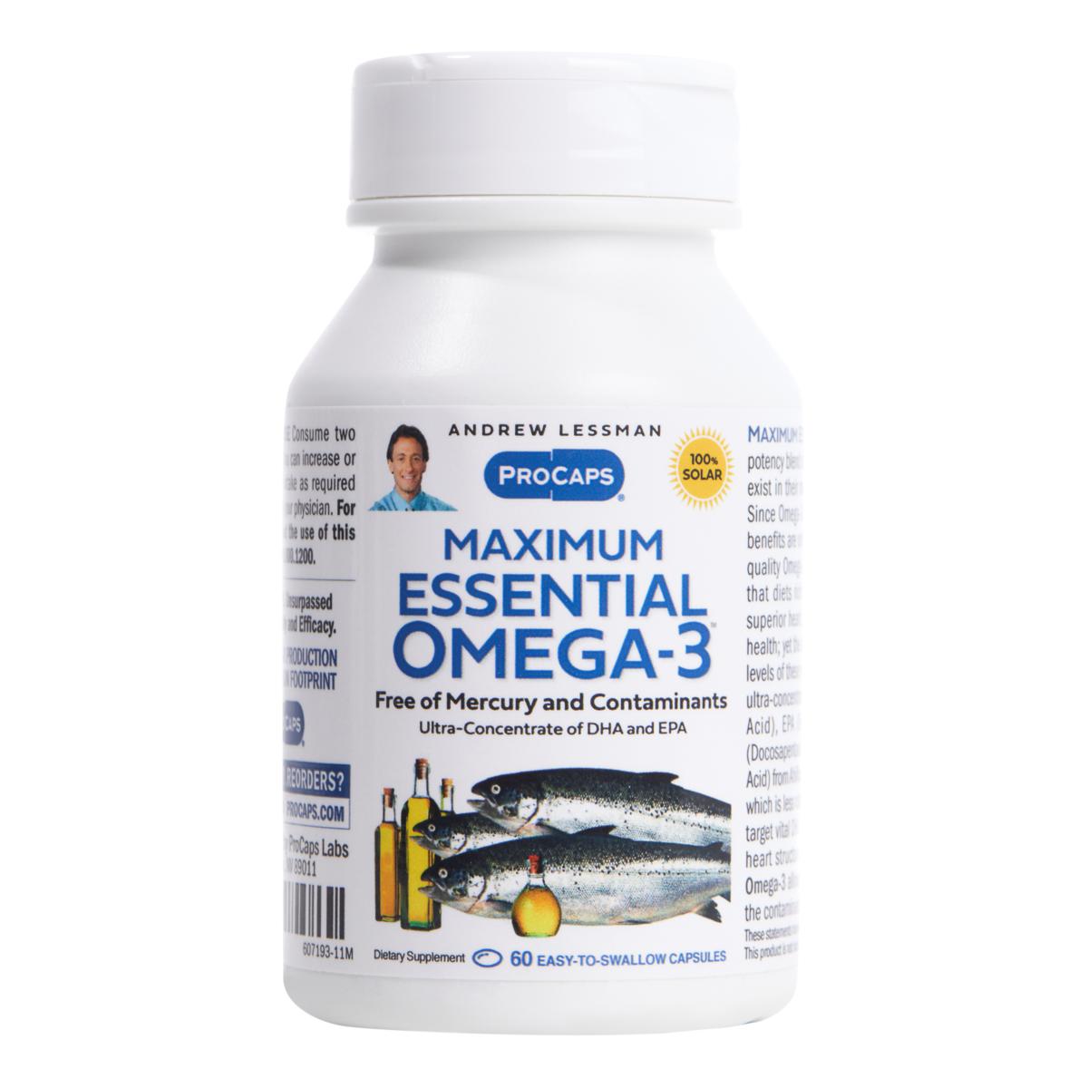 Maximum Essential Omega 3 Unflavored 60 Capsules HSN