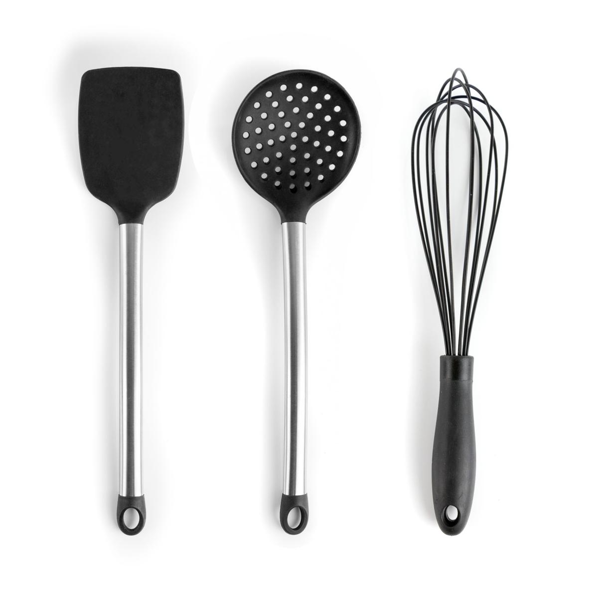 Megachef Set Utensili Da Cucina In Silicone 14 Pezzi - Grigio E Acciaio Inox - Antigraffio E Resistente Al Calore
