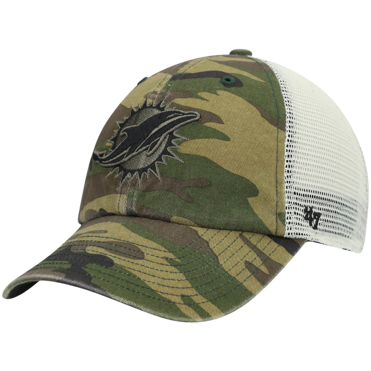 Men's '47 Camo Miami Dolphins Branson Clean Up Trucker Hat