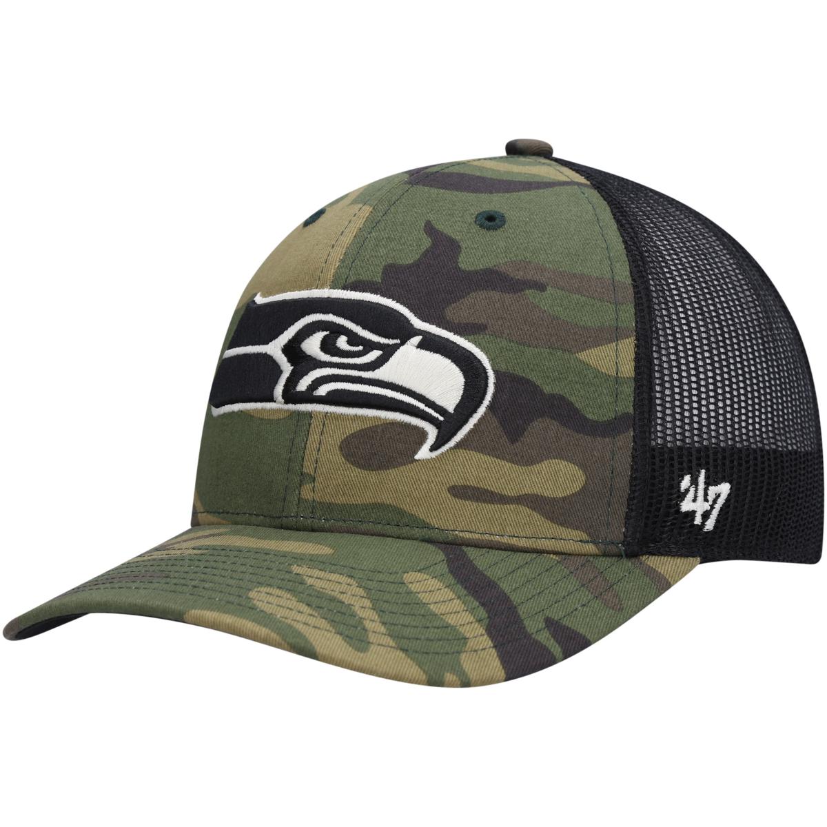 Men's '47 Camo/Black Seattle Seahawks Trucker Adjustable Hat