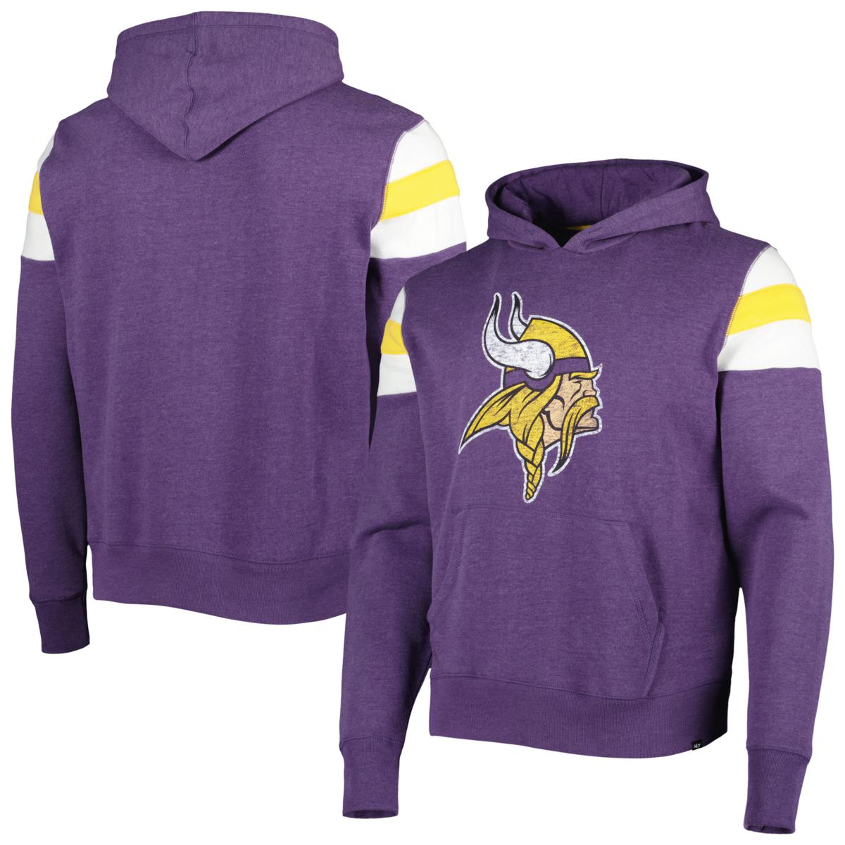 Men's '47 Heather Purple Minnesota Vikings Premier Nico Pullover Hoodie ...