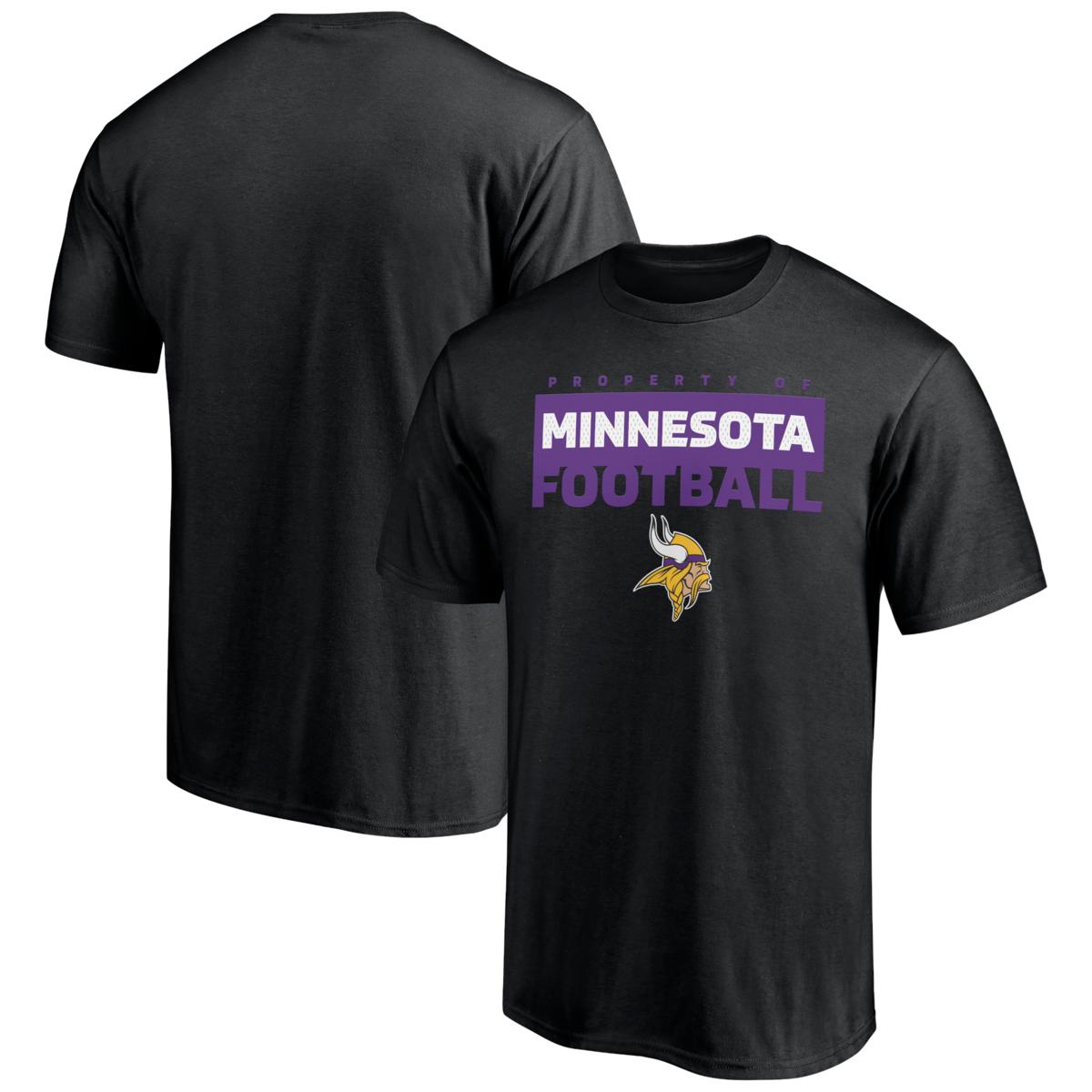 Men s Fanatics Black Minnesota Vikings Gain Ground T Shirt