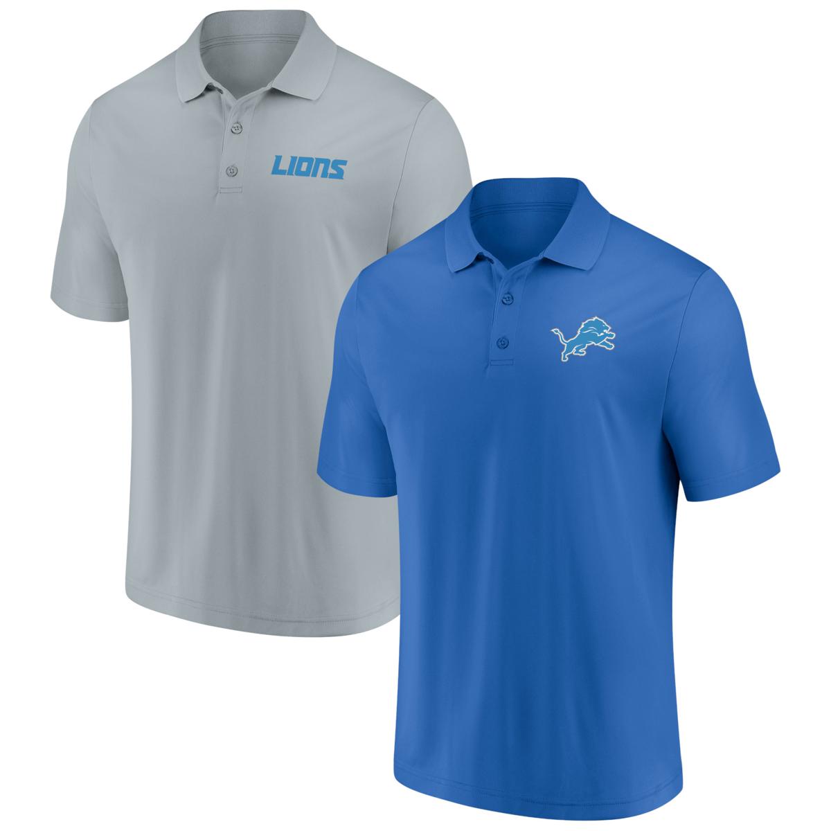Men's Fanatics Branded Blue/Silver Detroit Lions Dueling TwoPack Polo