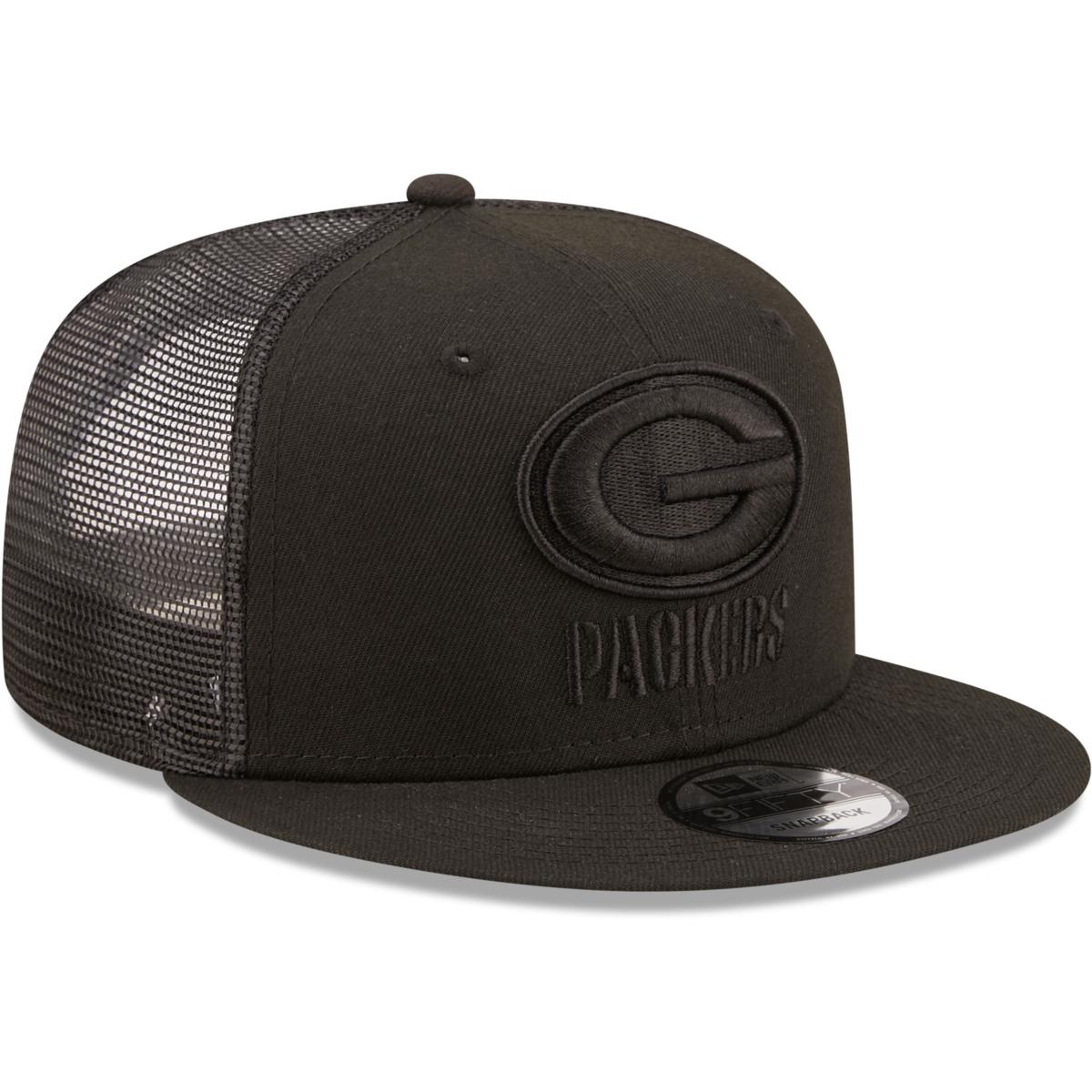 New Era Men's Black Green Bay Packers Classic 9Fifty Trucker Snapback Hat