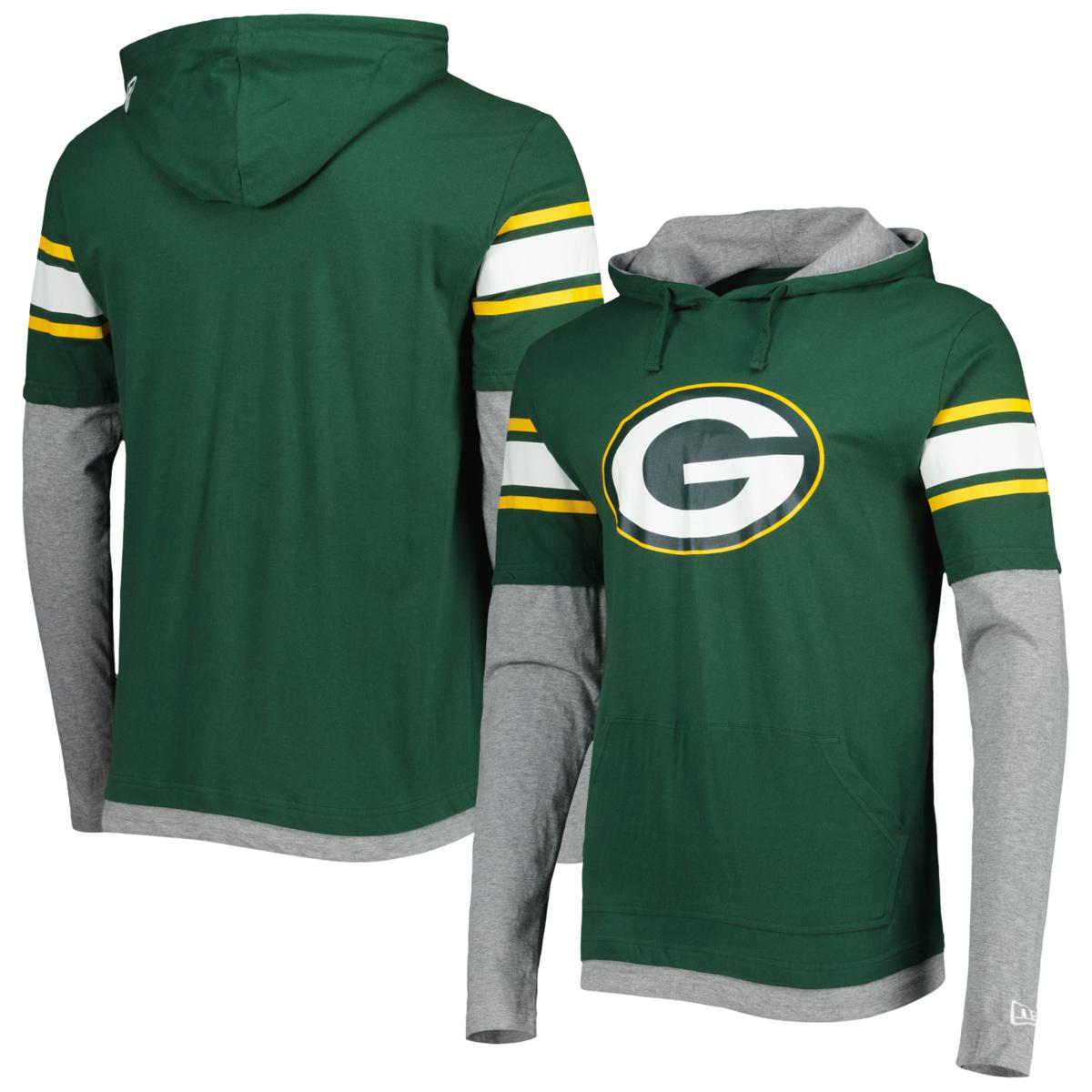 Men s New Era Green Green Bay Packers Long Sleeve Hoodie T Shirt HSN