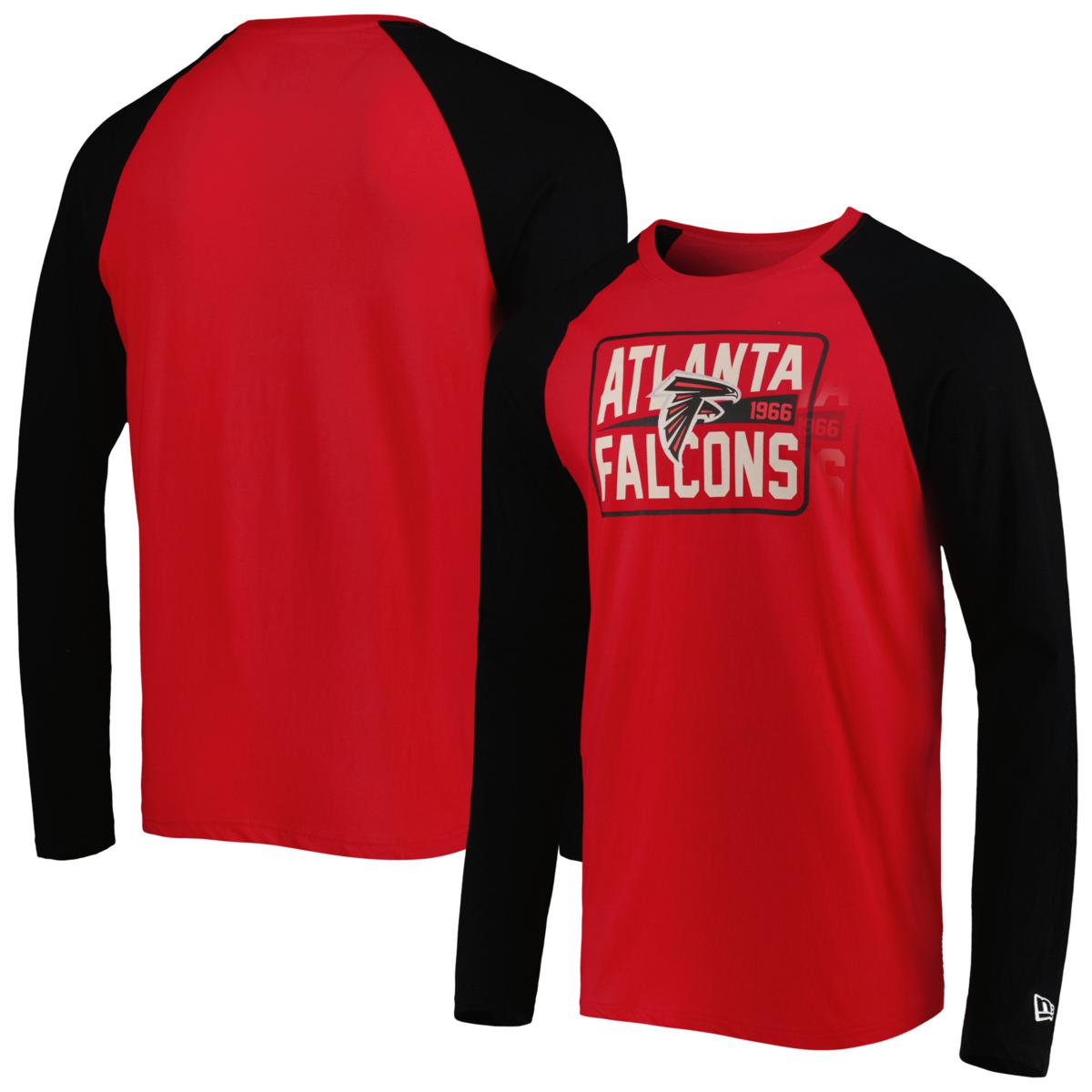 Men's New Era Red Atlanta Falcons Current Raglan Long Sleeve T-Shirt ...