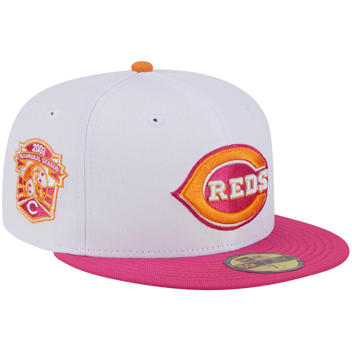 Men's New Era White/Pink Cincinnati Reds 2003 Inaugural Season 59FIFTY Fitted Hat