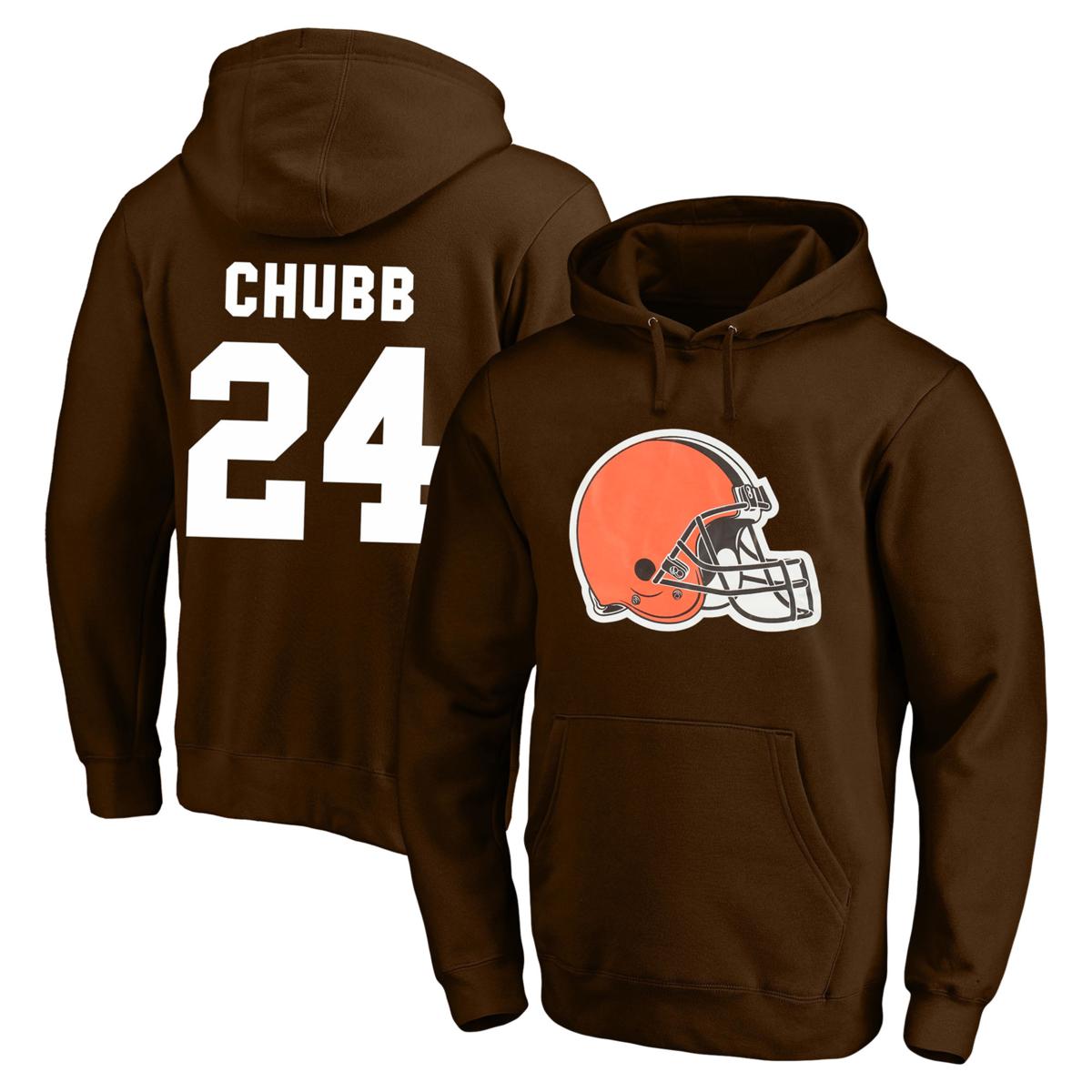 Mens Nick Chubb Brown Cleveland Browns Big And Tall Fleece Name And Number Pullover Hoodie 