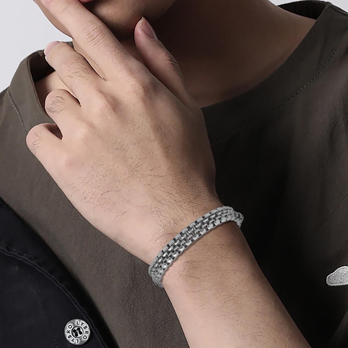 Men's Stainless Steel Double Box Chain Bracelet - 23316884 | HSN