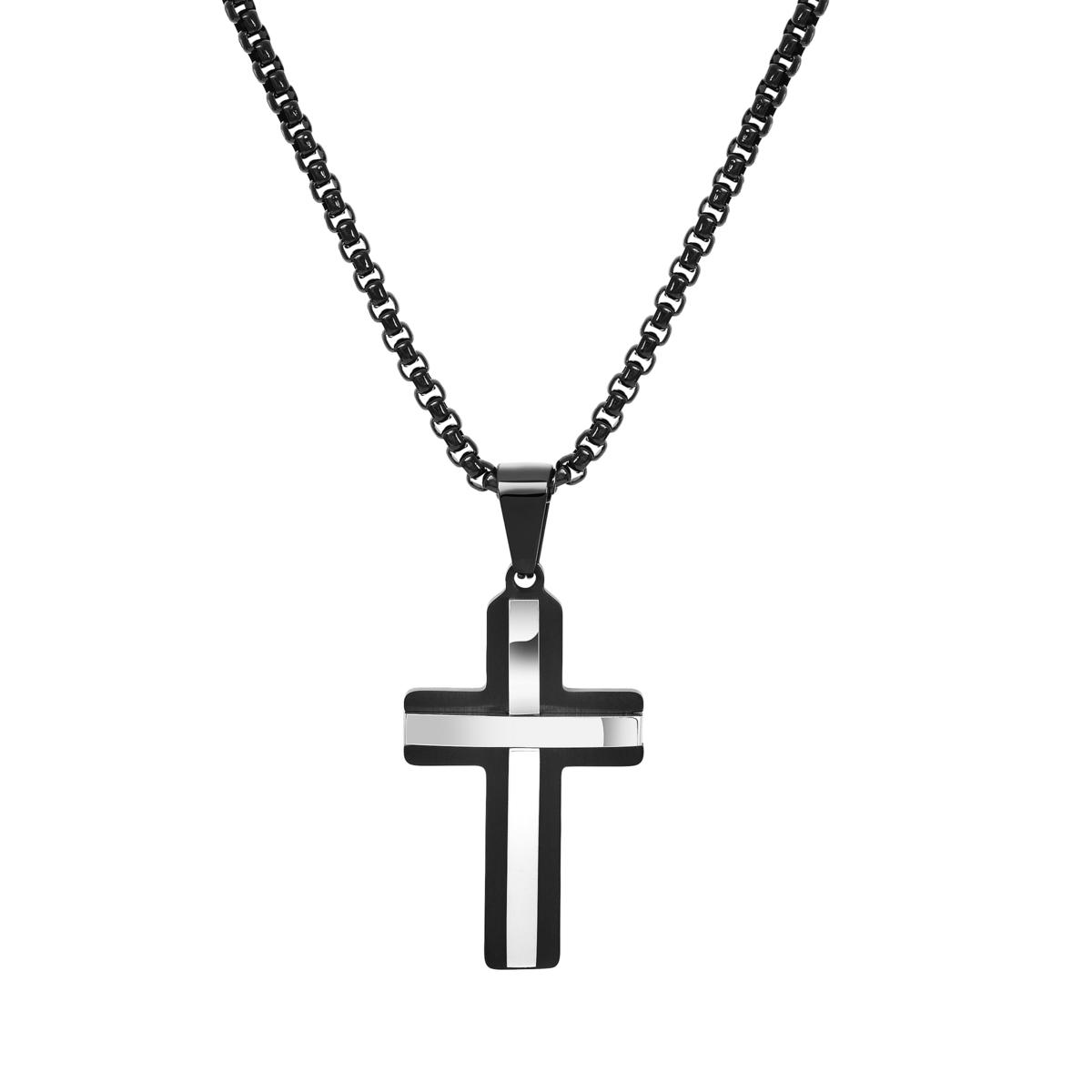 Men's Stainless Steel Double Cross Pendant with Chain 23316873 HSN