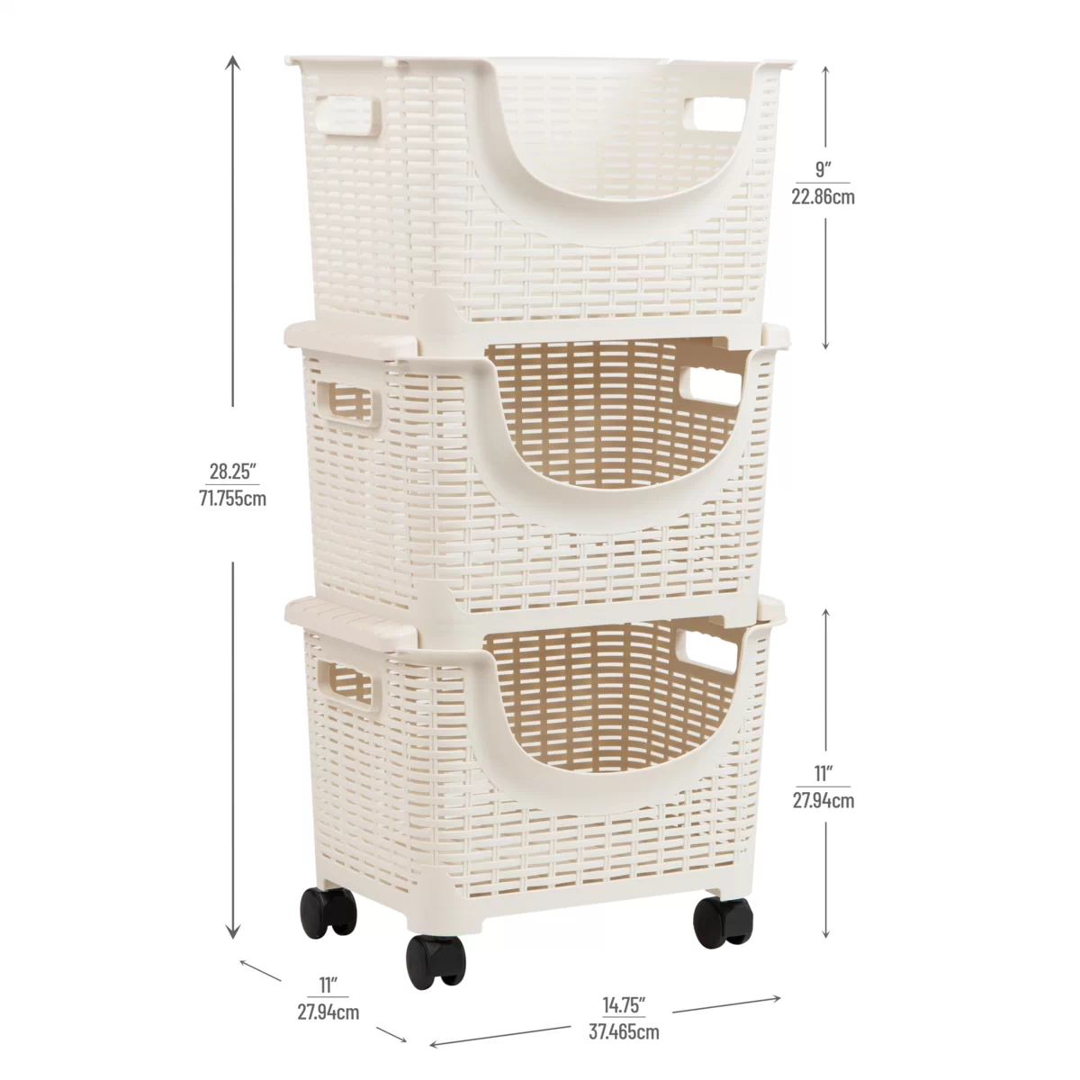 Mind Reader 3-Tier Stackable Rolling Storage Bins Set - 9897534 | HSN