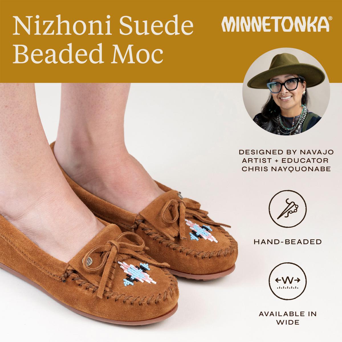 Minnetonka® Nizhoni Hand-Beaded Suede Moccasin | HSN