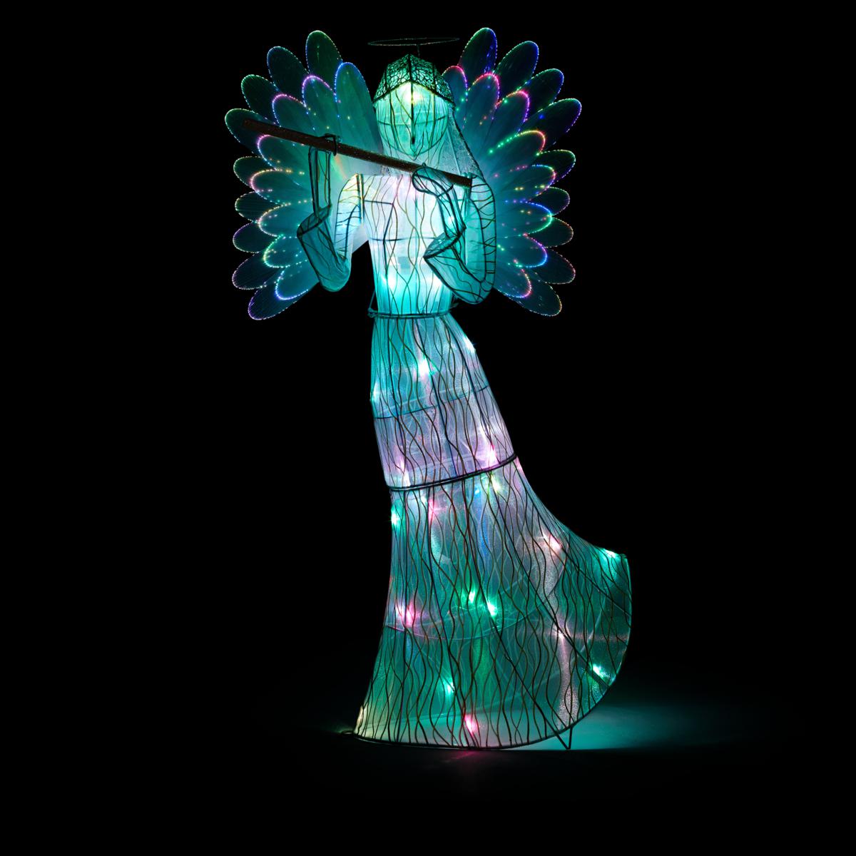 animated fiber optic angel bear