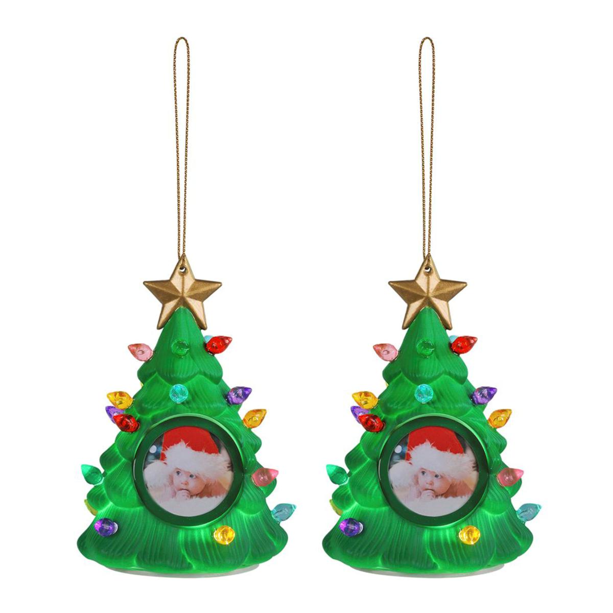 Mr. Christmas S/2 Illuminated Recordable Photo Tree Ornament | HSN