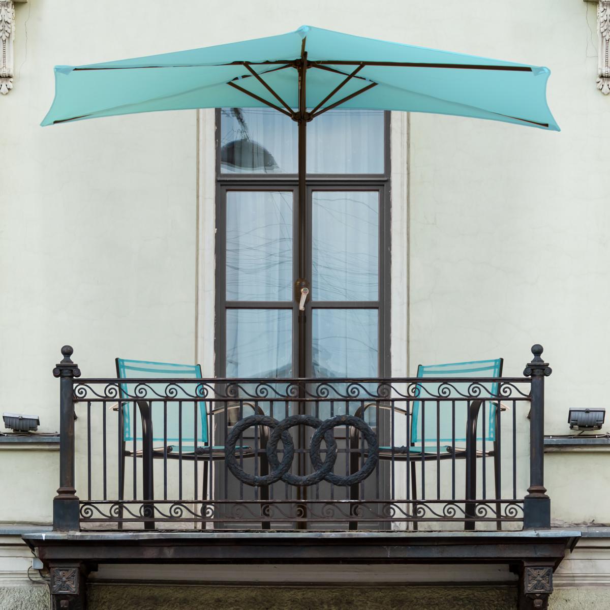blue half patio umbrella Nature Spring 9' Half-Canopy Patio Umbrella