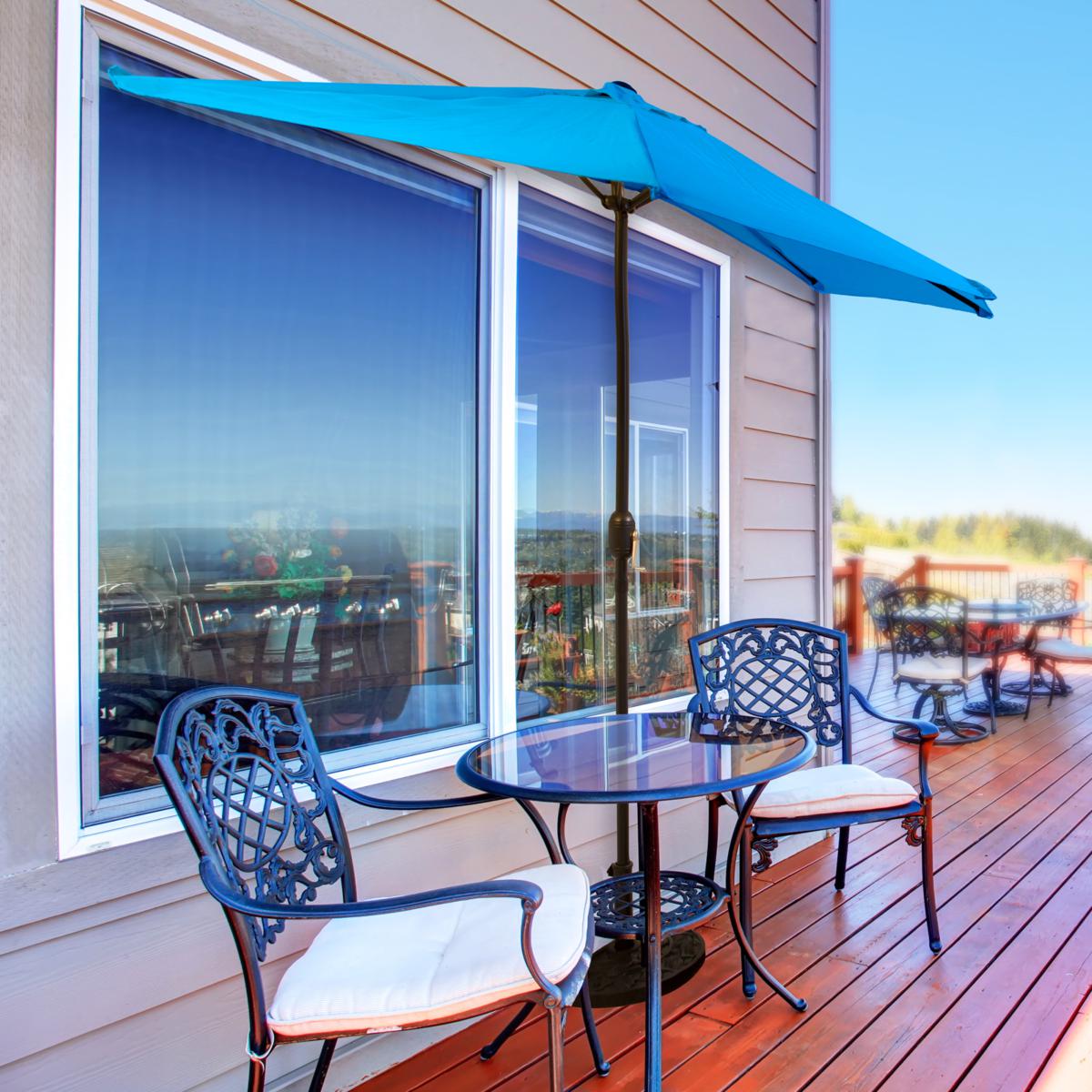 Nature Spring 9' Half-Canopy Patio Umbrella - Light Blue | HSN