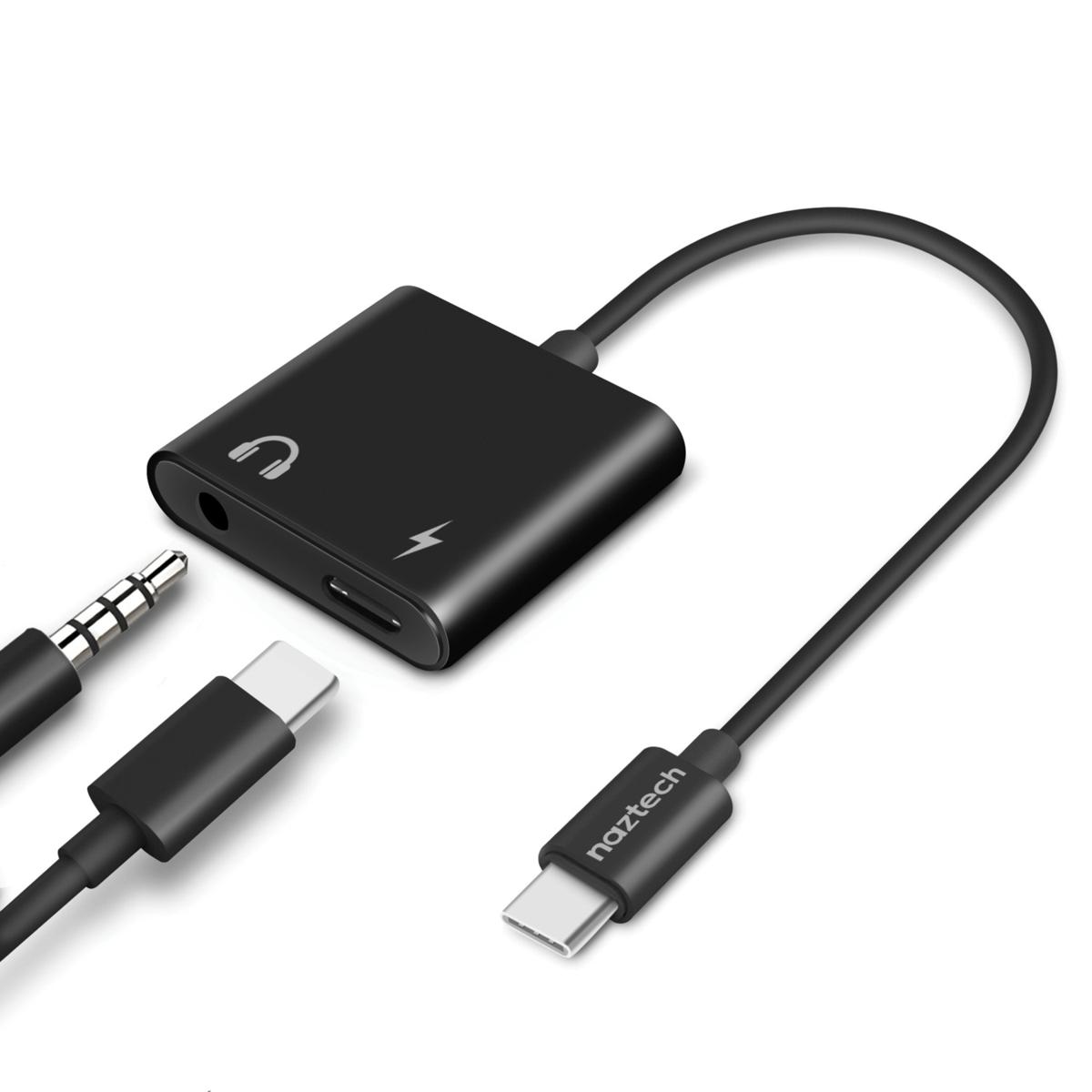 Naztech 15163 USBC to 3.5 mm Audio Plus Charge Adapter 20908491 HSN