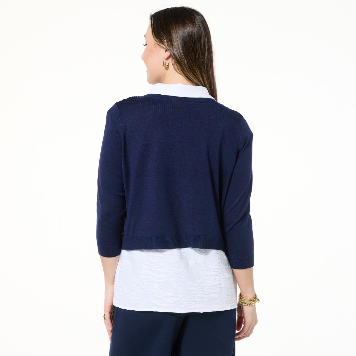 Nina Leonard 3/4-Sleeve Scalloped Lace Bolero - 23373579 | HSN