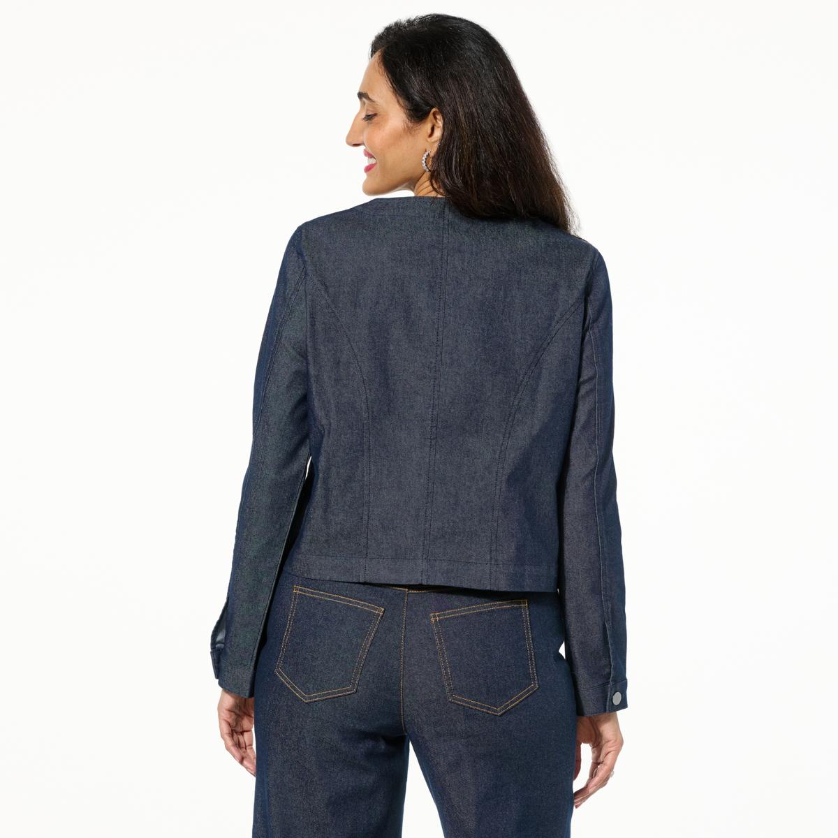 Nina Leonard Denim Twill Jacket with Faux Pockets - 23361663 Nina Leonard Denim Twill Jacket with Faux Pockets - 23361663