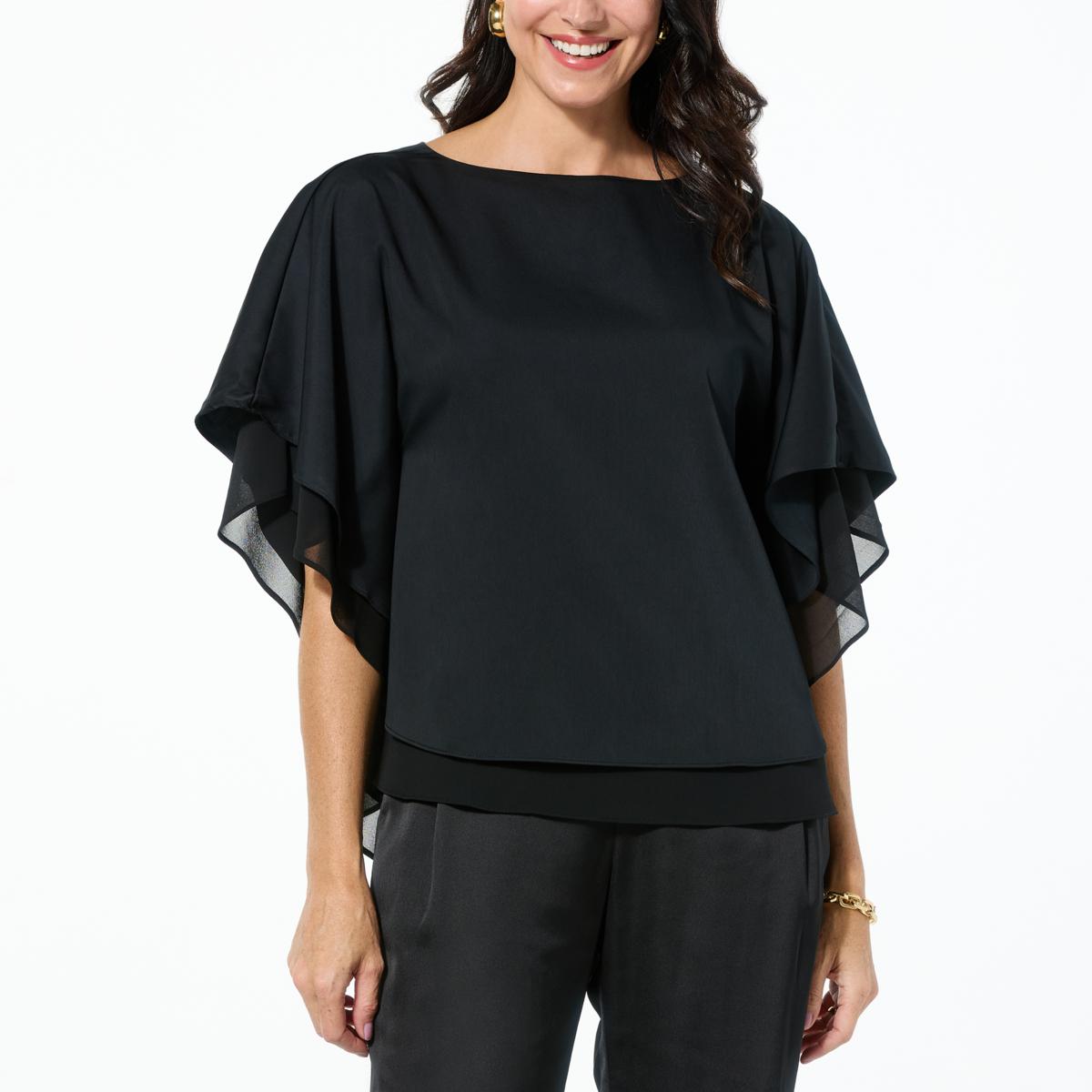 Nina Leonard Double Layer Hi-Low Kimono Top - 23256239 | HSN