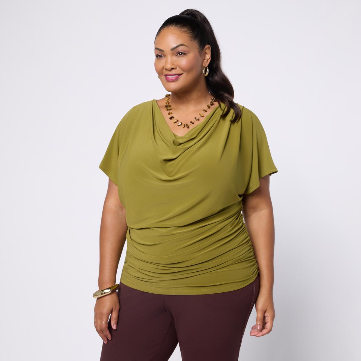 Nina Leonard Draped Neck Top | HSN