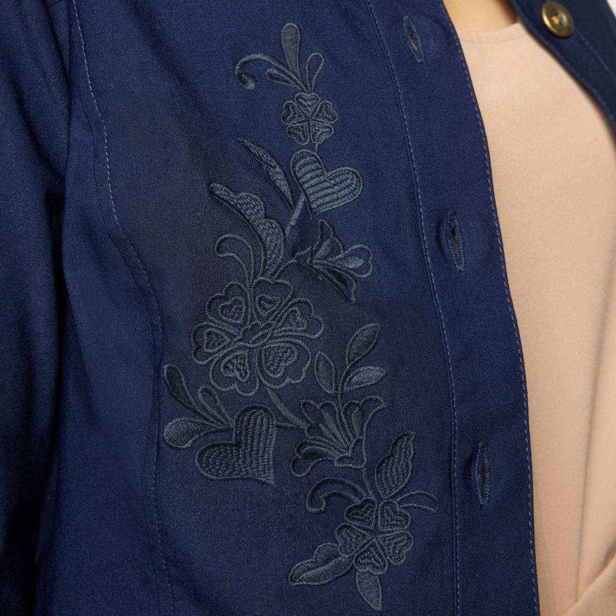 Nina Leonard Embroidered Button-Front Collared Jacket | HSN