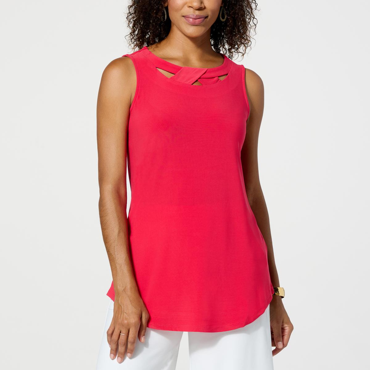 Nina Leonard Float Tank Top with Cutout Detail - 22345796 | HSN