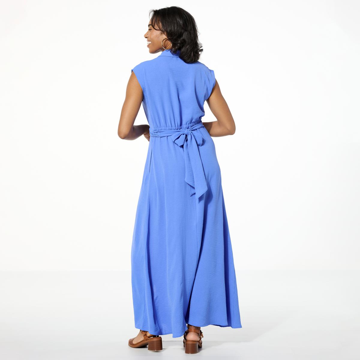 Nina Leonard Textured Wave Wrap Waist Maxi Dress - 23456966
