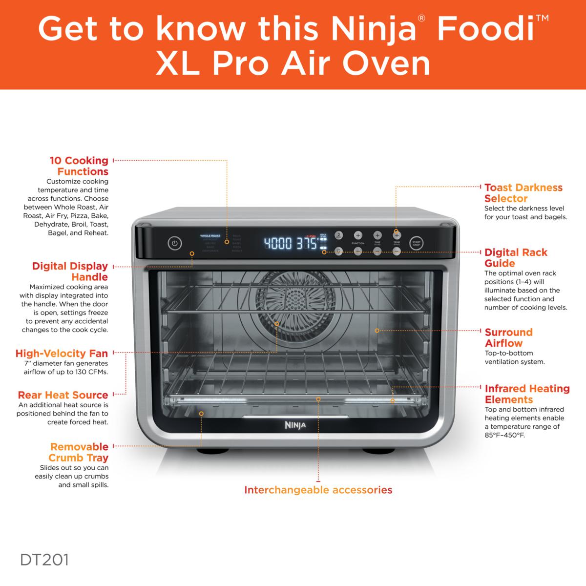 Ninja DT201 Foodi 10 in 1 XL Pro Air Fry and Convection Oven