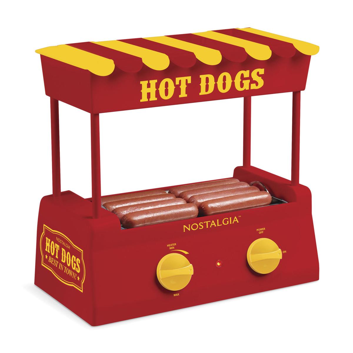 Nostalgia Hot Dog Warmer Bun Capacity Rollers Adjustable Heat Machine Cooker NEW 