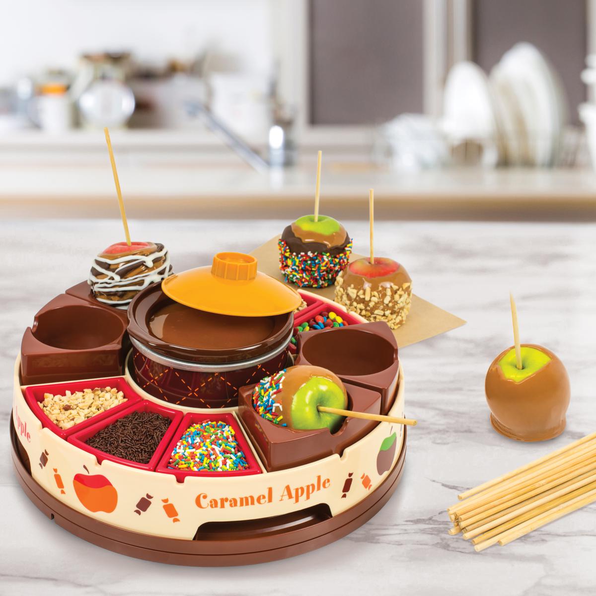 Nostalgia Lazy Susan Chocolate & Caramel Apple Party Fondue Set | HSN