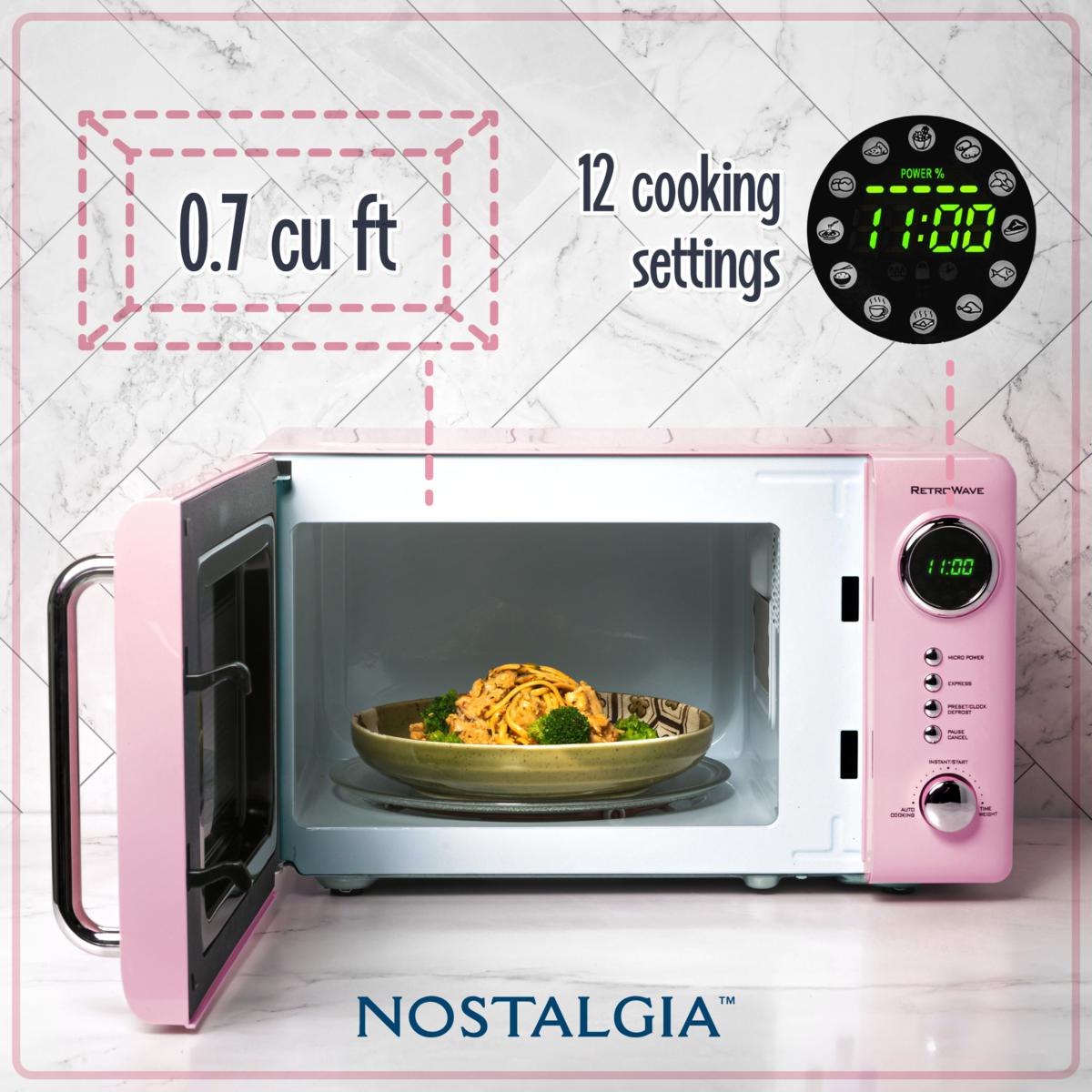 Nostalgia NRMO7PK6A Retro 0.7 CuFt 700-Watt Countertop Microwave, Pink | HSN