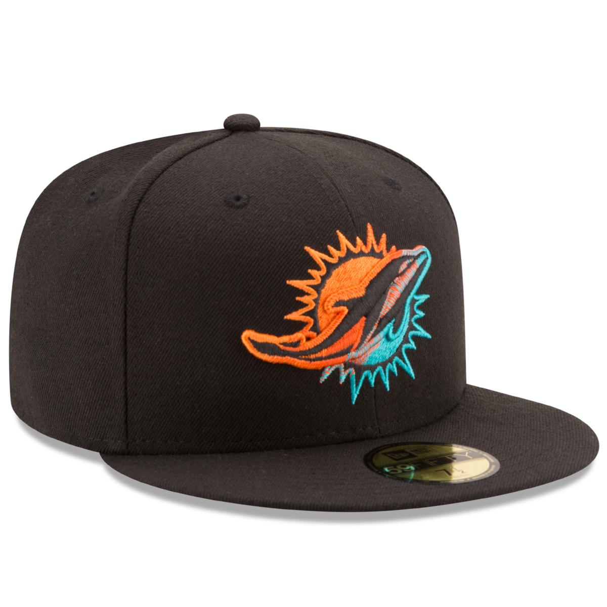 Men's New Era Miami Dolphins Black on Black 59FIFTY Fitted Hat