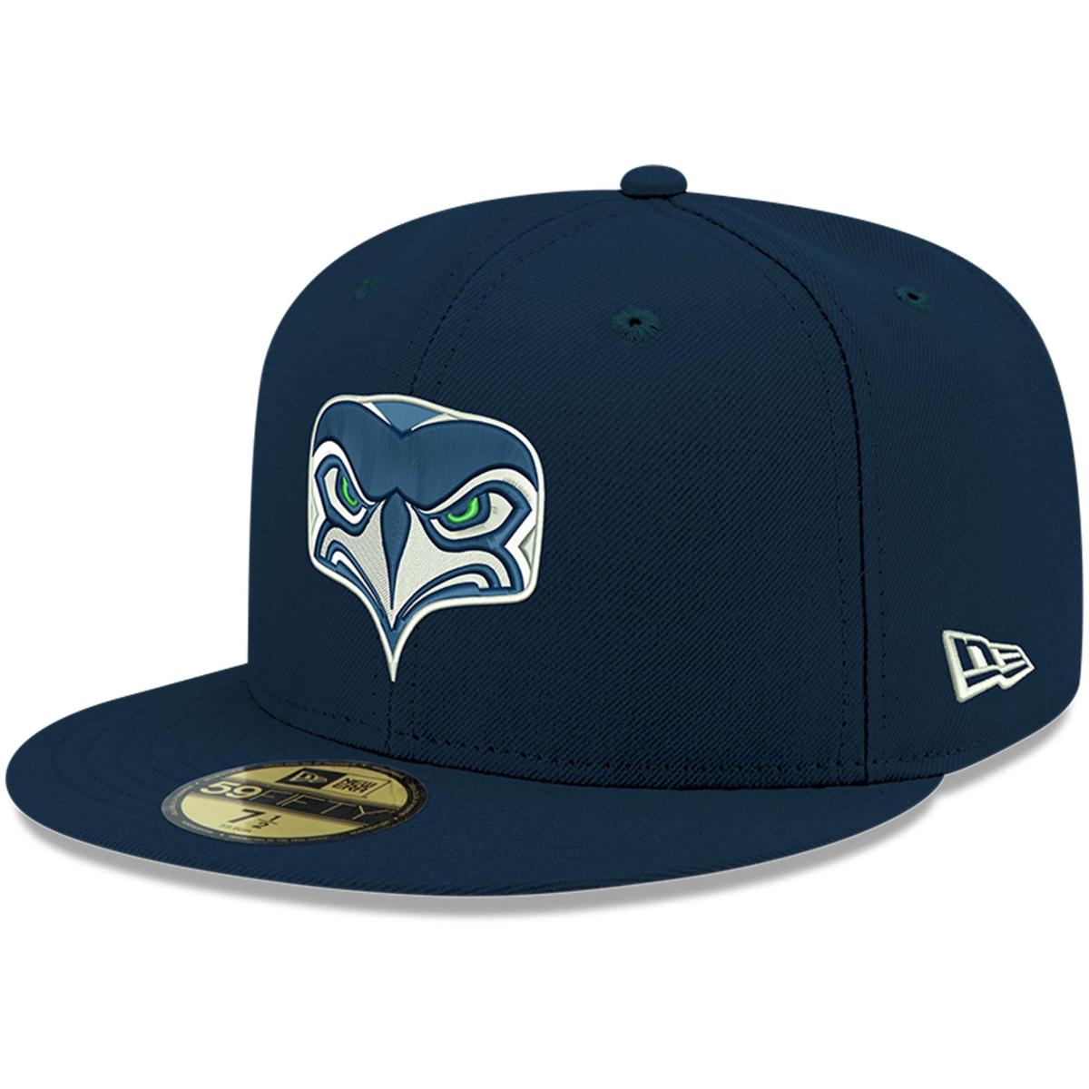 Officially Licensed Men's New Era Navy Omaha Fitted Hat - Seahawks