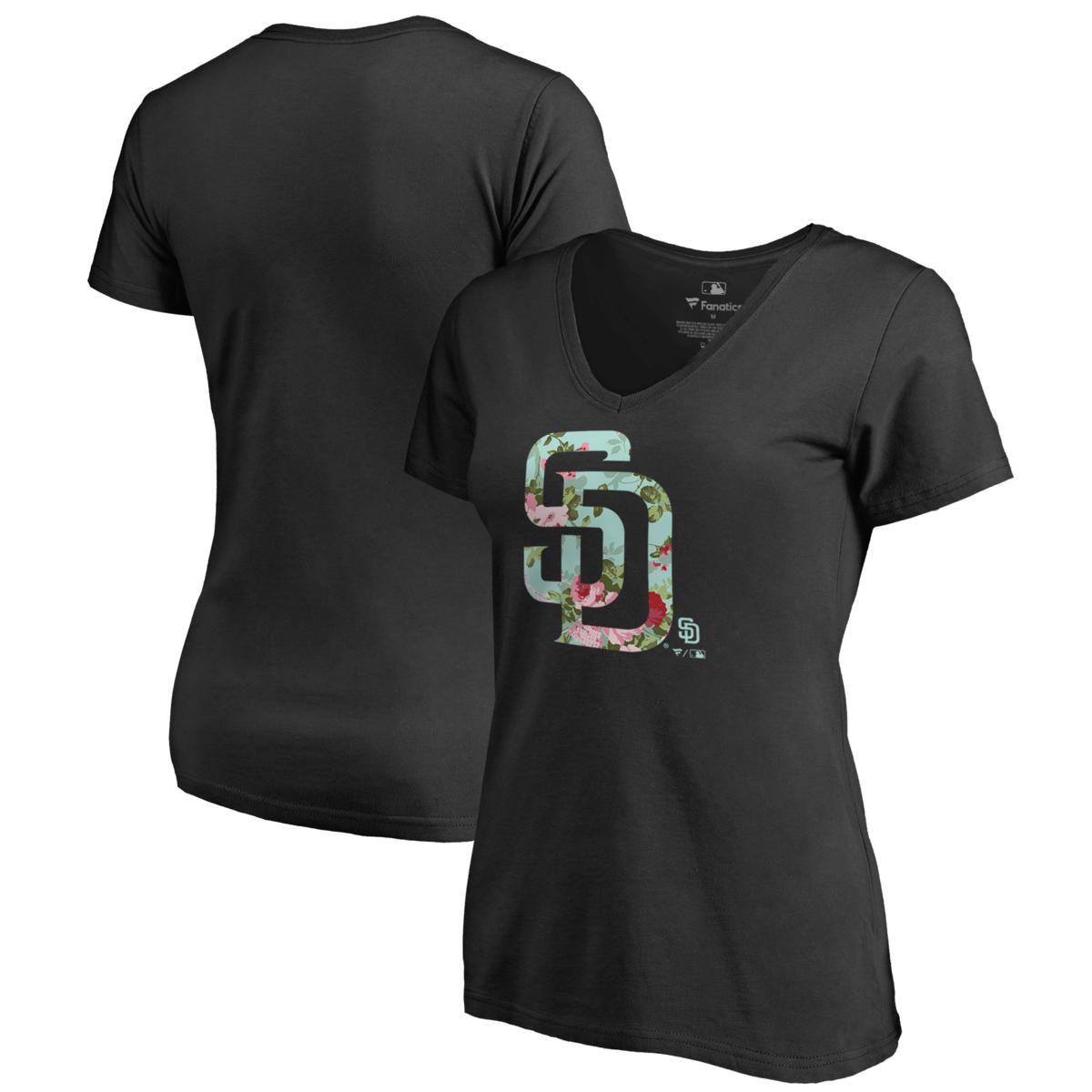 MLB San Diego Padres Women's Short Sleeve V-Neck Fashion T-Shirt - L