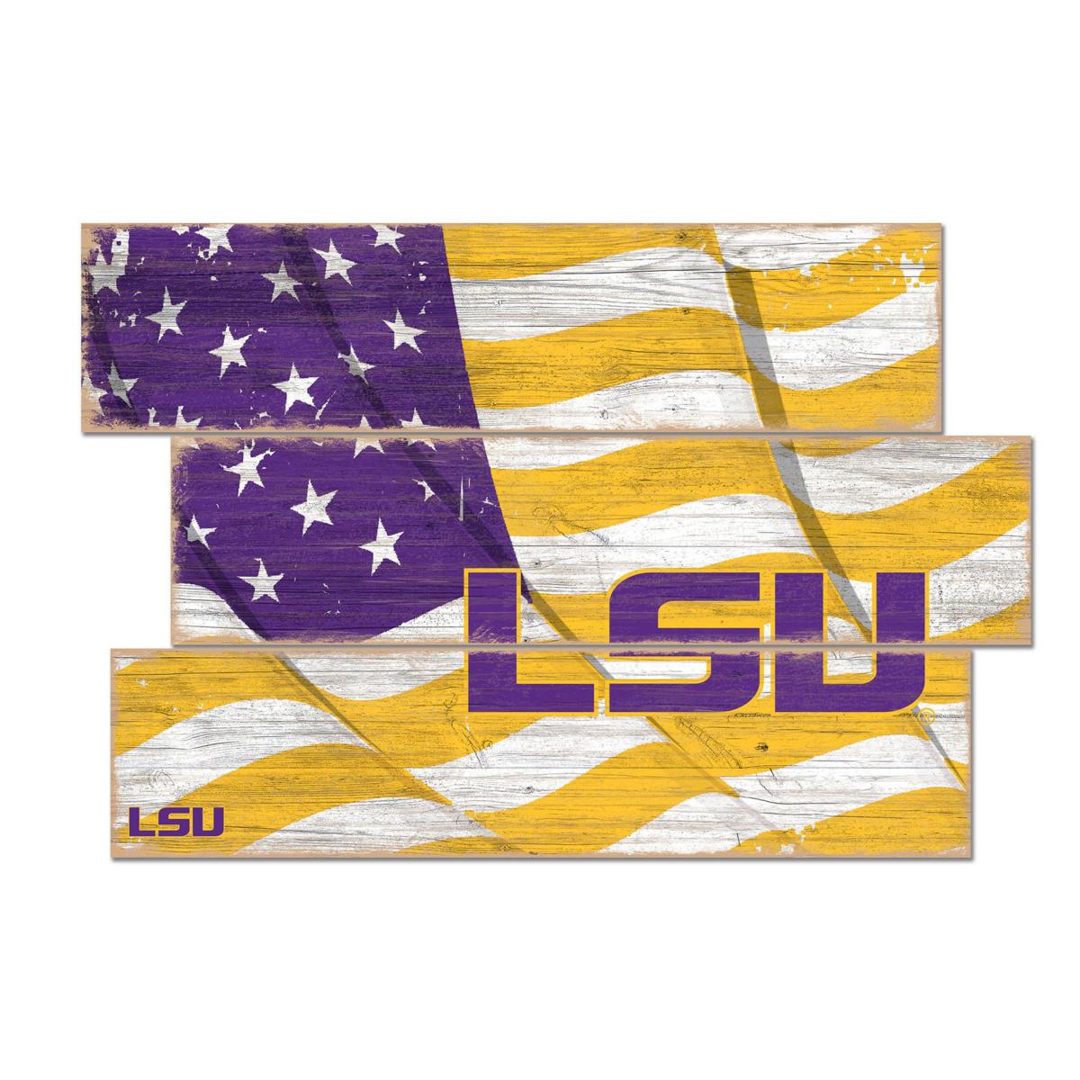 Officially Licensed NCAA LSU Three Plank Flag