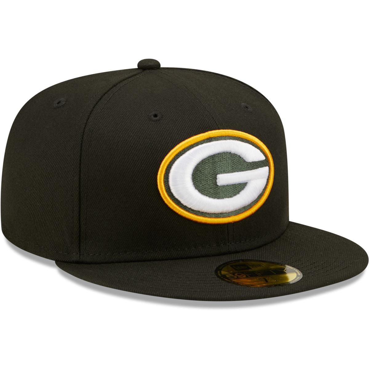 Men's New Era Black Green Bay Packers Color Dim 59FIFTY Fitted Hat