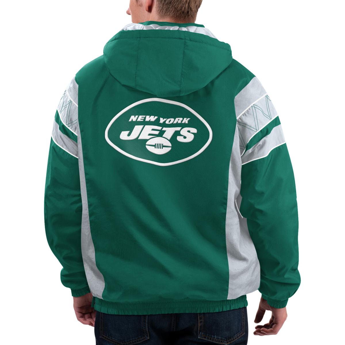 Football Fan Shop Officially Licensed NFL 1/2 Zip Pullover Hooded Jacket - Jets