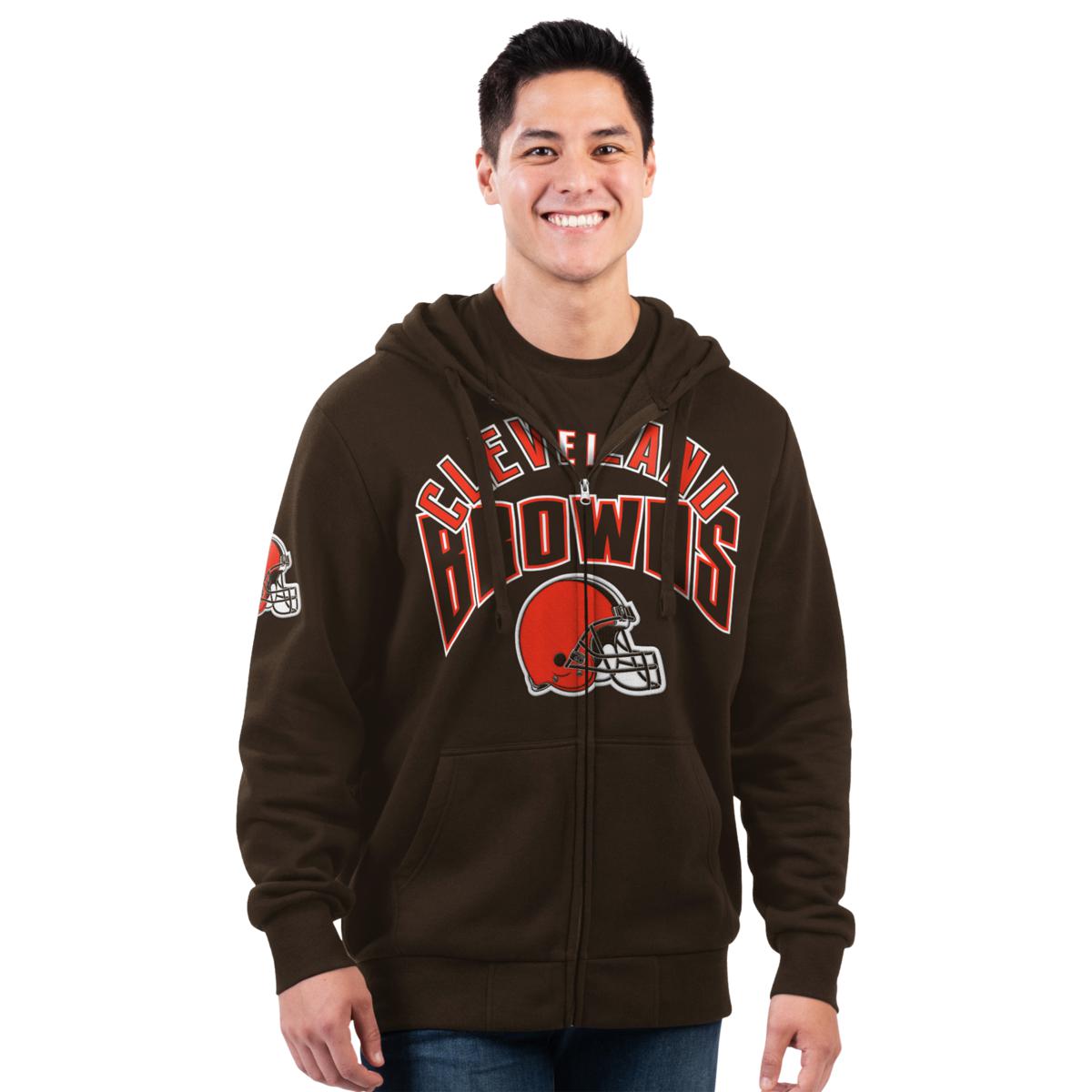 New NFL Cleveland Browns old time jersey style mid weight cotton hoodie  men's L