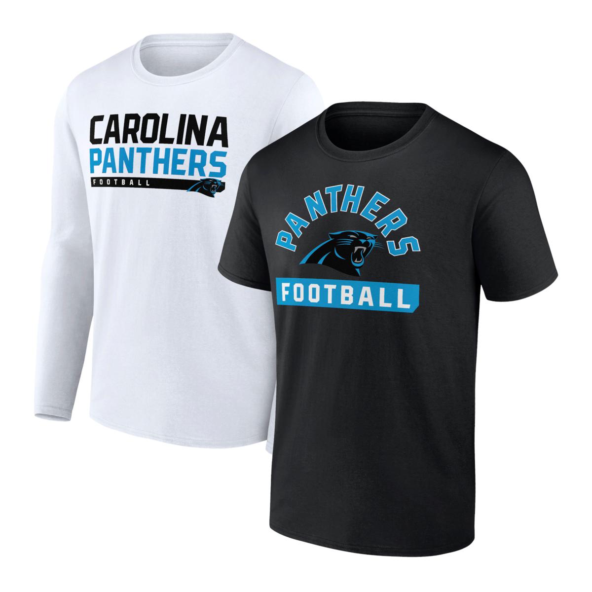 Men's Fanatics Branded Black/White Carolina Panthers Long and Short Sleeve  Two-Pack T-Shirt