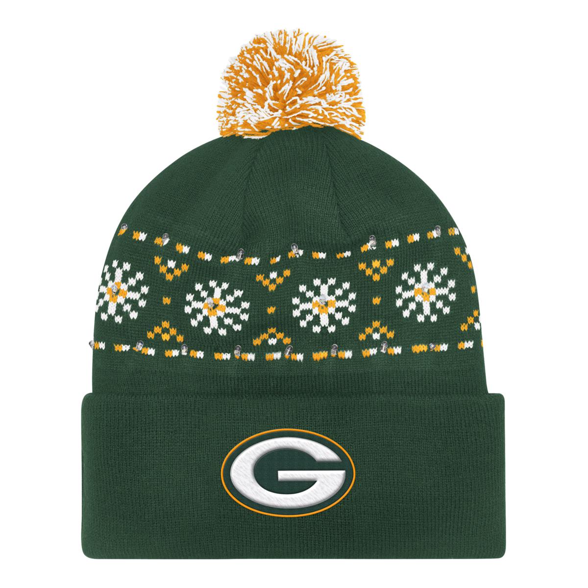 Officially Licensed NFL by Carl Banks Holiday Sweater Light up Beanie Packers