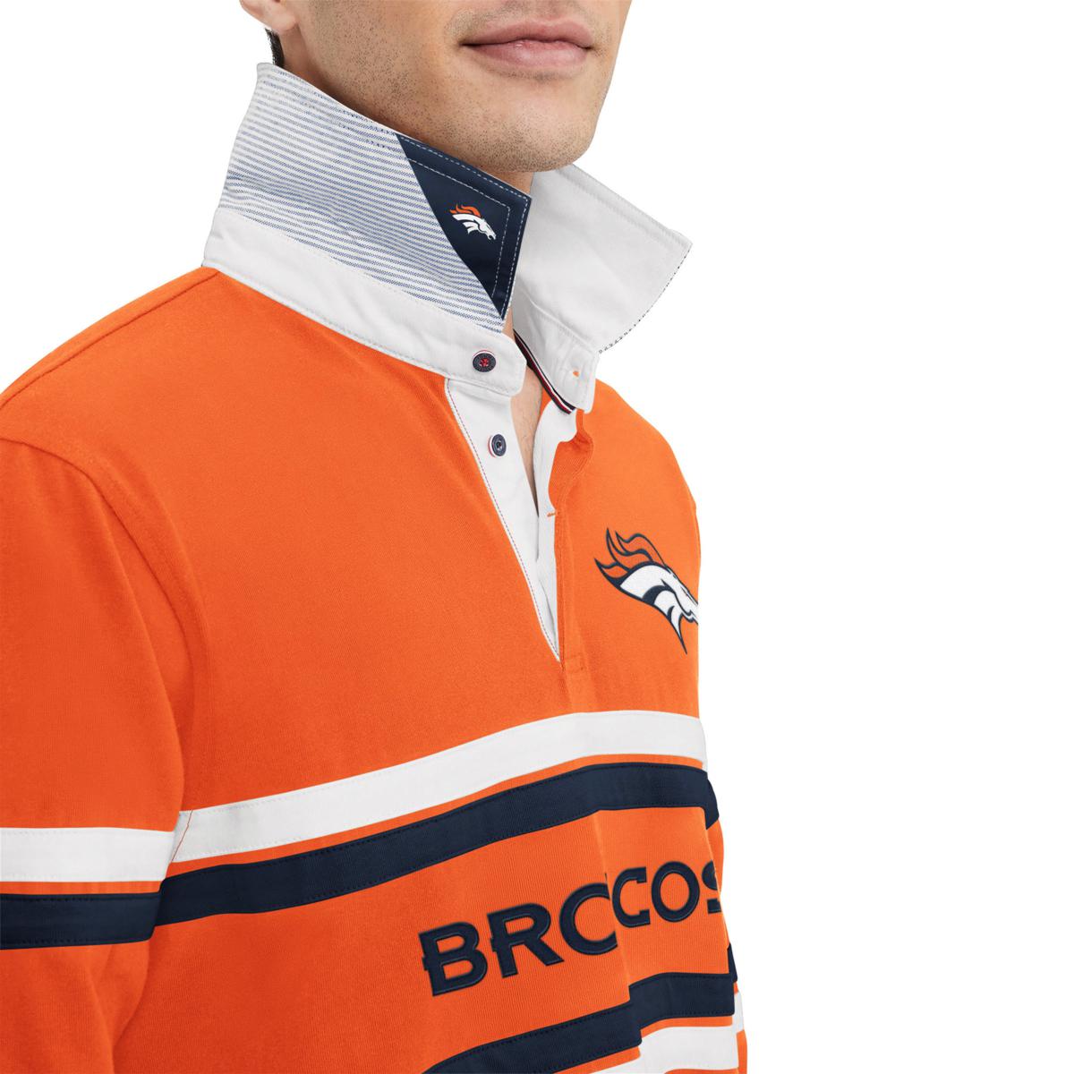 FOCO Denver Broncos NFL Mens Cotton Stripe Polo Shirt